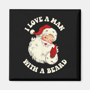 Vintage Santa Fun Retro I Love A Man With A Beard  Magnet