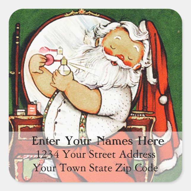 Vintage Santa Getting Ready Address Label (Front)