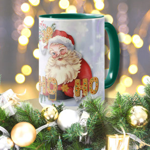 Vintage Santa & Gingerbread Ho-Ho-Ho Coffee Mug