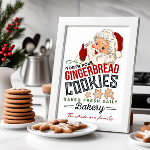Vintage Santa Gingerbred Bakery Christmas Poster