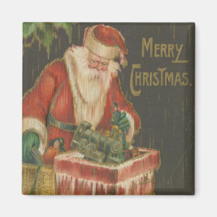 Vintage Santa going down Chimney 2 Magnet
