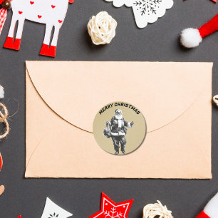 Vintage Santa Gold Classic Round Sticker