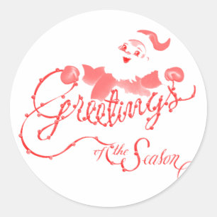 Vintage Santa Greetings Classic Round Sticker