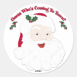 Vintage Santa Guess Who's Coming? Classic Round Sticker