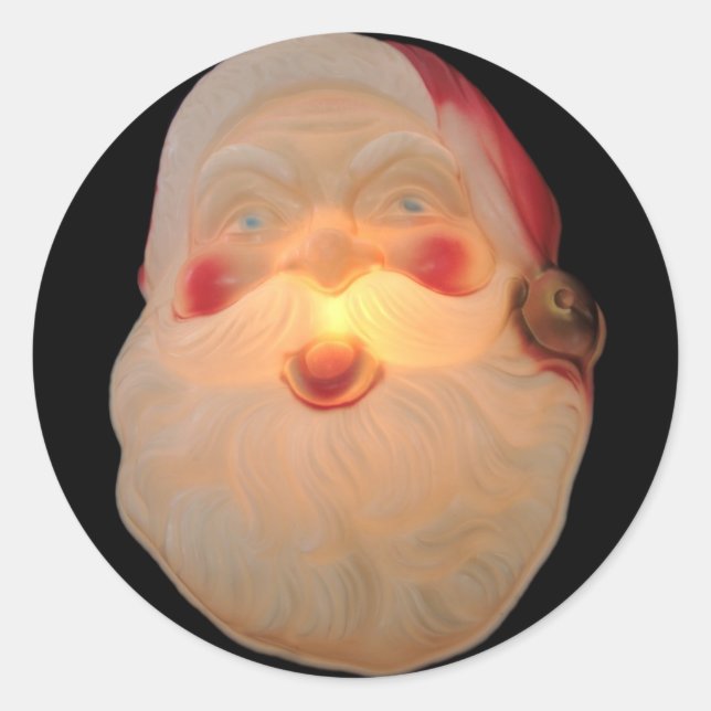 Vintage Santa head lit up envelope sticker (Front)