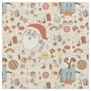 vintage santa hippie groovy christmas fabric