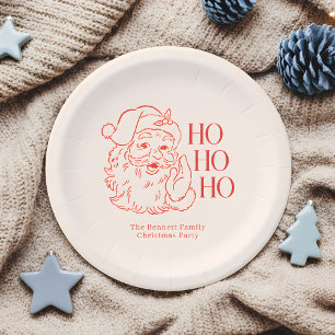 Vintage Santa “Ho Ho Ho” Christmas Paper Plate
