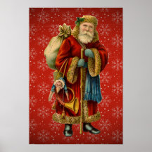 Vintage Santa Holding Staff Poster