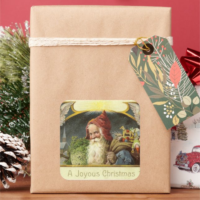 Vintage Santa Holiday Sticker (Holiday)