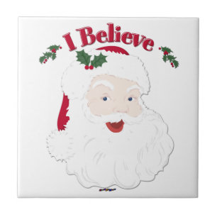 Vintage Santa I Believe Christmas Ceramic Tile
