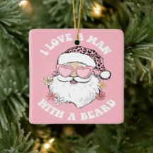 Vintage Santa I Love A Man With A Beard Pink Xmas