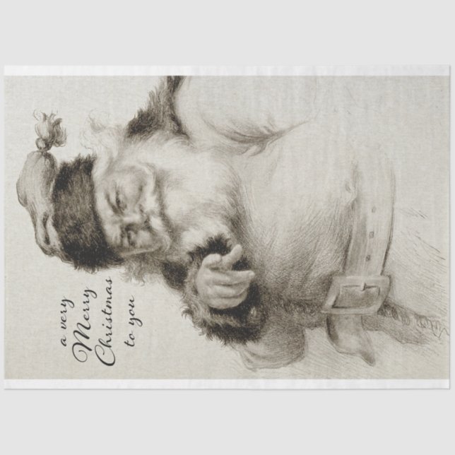 Vintage Santa Illustration Decoupage Tissue Paper (Front)