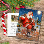 Vintage Santa In Chimney Custom Family Photo Postcard<br><div class="desc">Celebrate the season with this Christmas postcard featuring a vintage Santa illustration on the front and a custom personal note and your photo on the backside.  Easily delete these options.  This postcard is sure to bring a smile to both friends and family.</div>