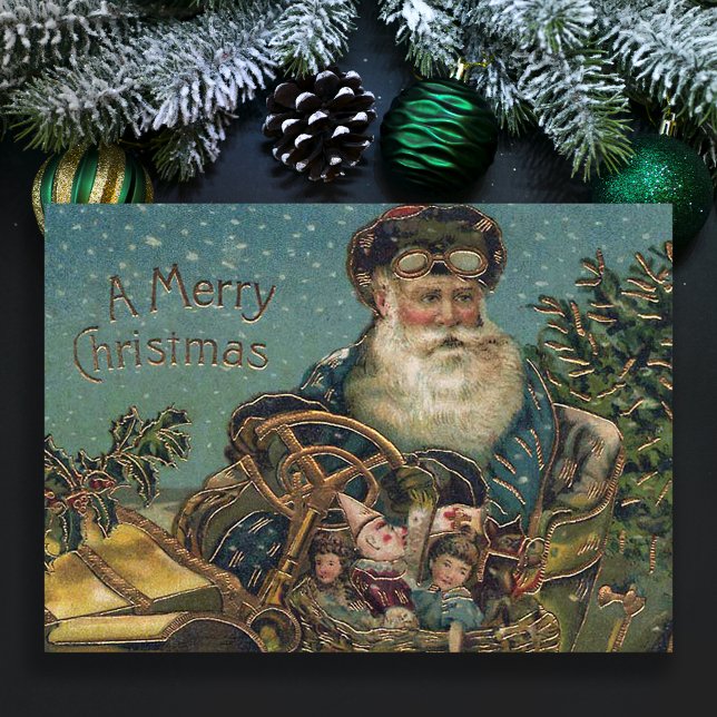 Vintage Santa in Roadster Holiday Card (Creator Uploaded)