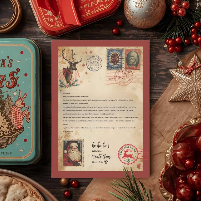 Vintage Santa Letter Template | Retro North Pole  (Creator Uploaded)