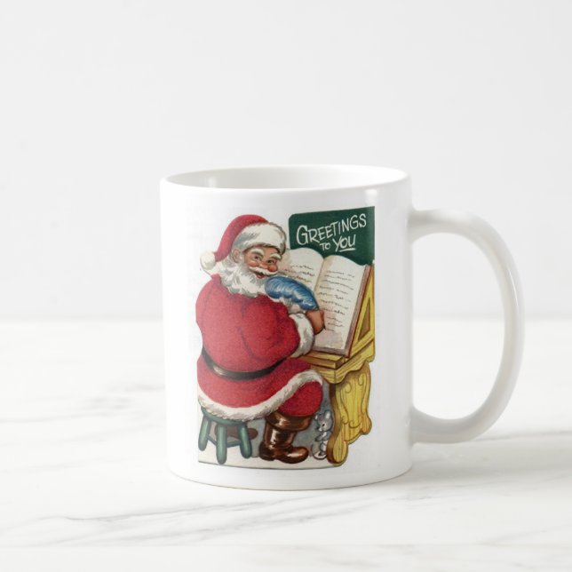 Vintage Santa Making a List Cup (Right)