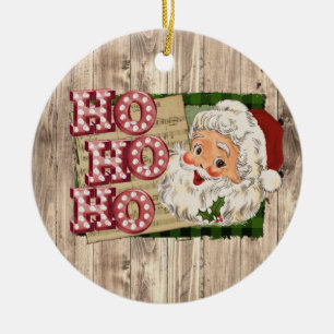 Vintage Santa Marquee Lights Ho Ho Ho Ceramic Ornament