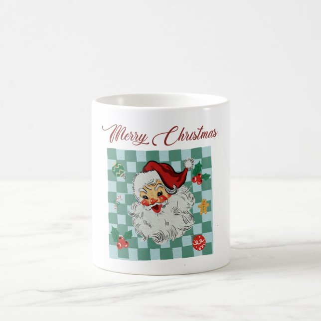 Vintage Santa Merry Christmas Design Coffee Mug (Center)