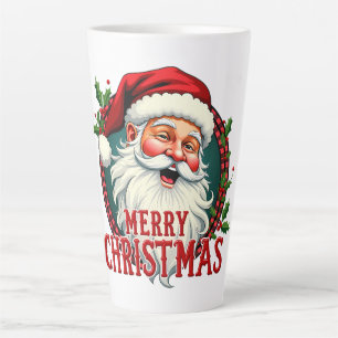 Vintage Santa Merry Christmas Illustration Patten Latte Mug