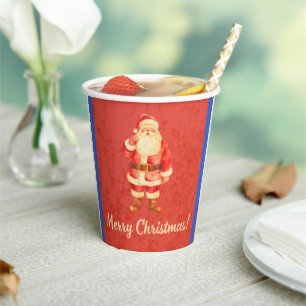 Vintage Santa Merry Christmas Paper Cups