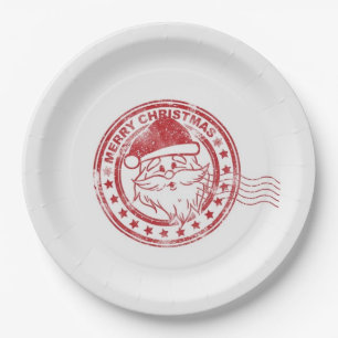 Vintage Santa Merry Christmas Paper Plate