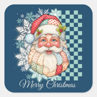 Vintage Santa Merry Christmas Square Sticker
