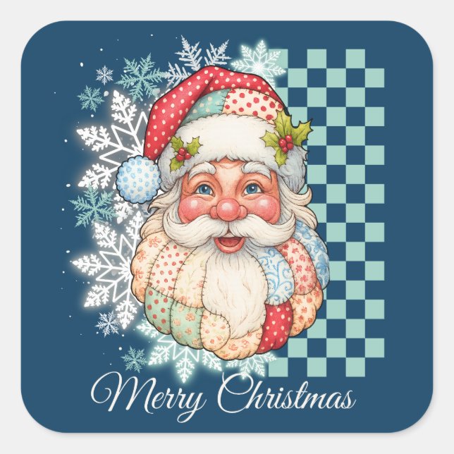 Vintage Santa Merry Christmas Square Sticker (Front)