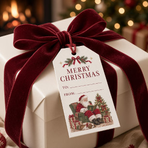 Vintage Santa Merry Christmas To and From Gift Tags