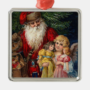Vintage Santa Metal Ornament