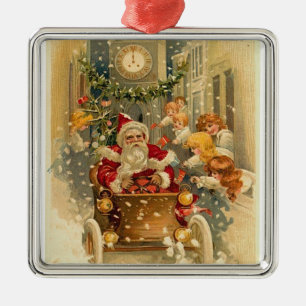 Vintage Santa Metal Tree Decoration