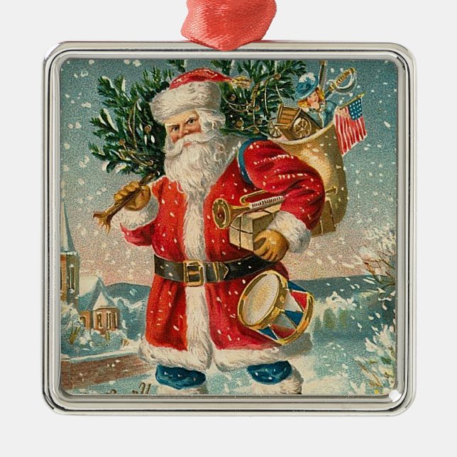Vintage Santa Metal Tree Decoration (Front)