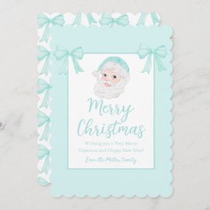 Vintage Santa Mint Hat Personalised Holiday Card