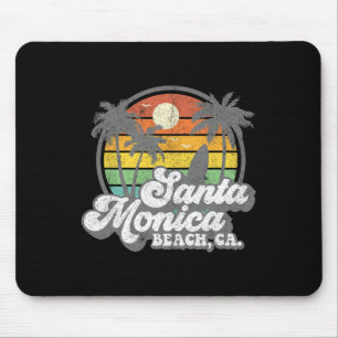 Vintage Santa Monica Beach California Surf Surfing Mouse Pad
