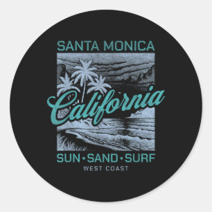 Vintage Santa Monica California Beach Sun Sand Classic Round Sticker