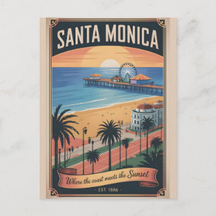 Vintage Santa Monica California Retro Travel Postcard
