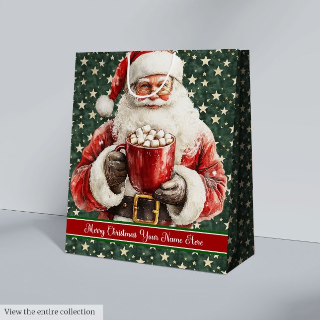 Vintage Santa Monogram Holiday Gift Bag Christmas (Vintage Santa Monogram Holiday Gift Bag Christmas)