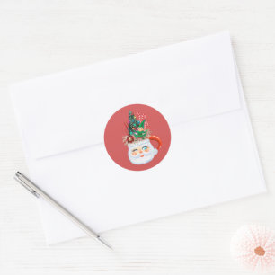 Vintage Santa Mug Classic Round Sticker