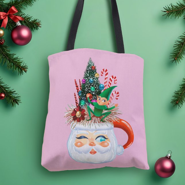 Vintage Santa Mug Pink Tote Bag (Creator Uploaded)