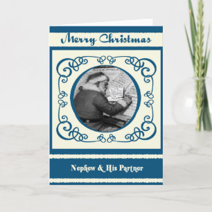 Vintage Santa Nephew & His Partner Christmas Holiday Card