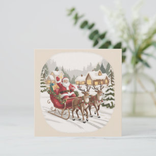 Vintage Santa Nineties Retro Santa Claus Holiday  Card
