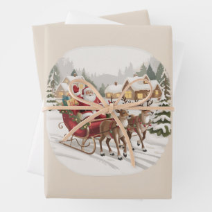 Vintage Santa Nineties Retro Santa Claus Holiday  Wrapping Paper Sheet