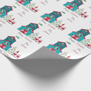 Vintage Santa North Pole Mail To and From Name Wrapping Paper