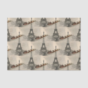 Vintage Santa over Paris Christmas Tissue Paper