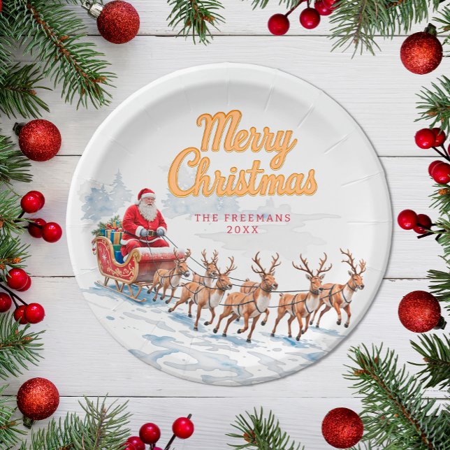 Vintage Santa Personalised Christmas Plates (Christmas Paper Plates)