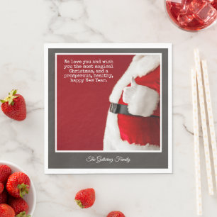 Vintage Santa Photograph Typewriter Text Christmas Napkin