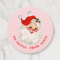 Vintage santa pink and red gift