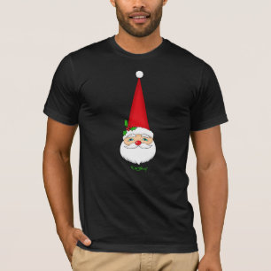 Vintage Santa Red Cone Hat Christmas Dark T-Shirt