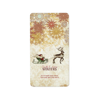 Vintage Santa & Reindeer Label