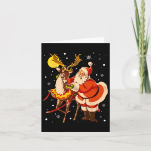 Vintage Santa Reindeer Retro 1950s Christmas Pajam Card