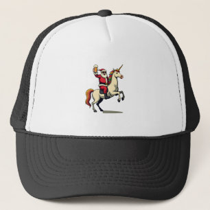 Vintage Santa Riding Unicorn Beer Christmas Funny Trucker Hat